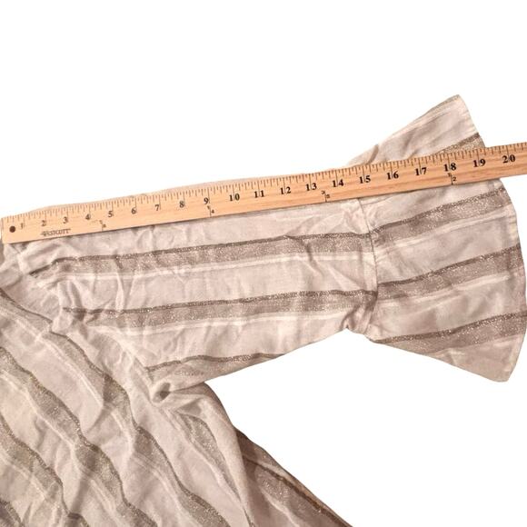 TOMMY BAHAMA Women's Striped Desert Light Peasant Tunic Tassels Metallic Large - Picture 5 of 11